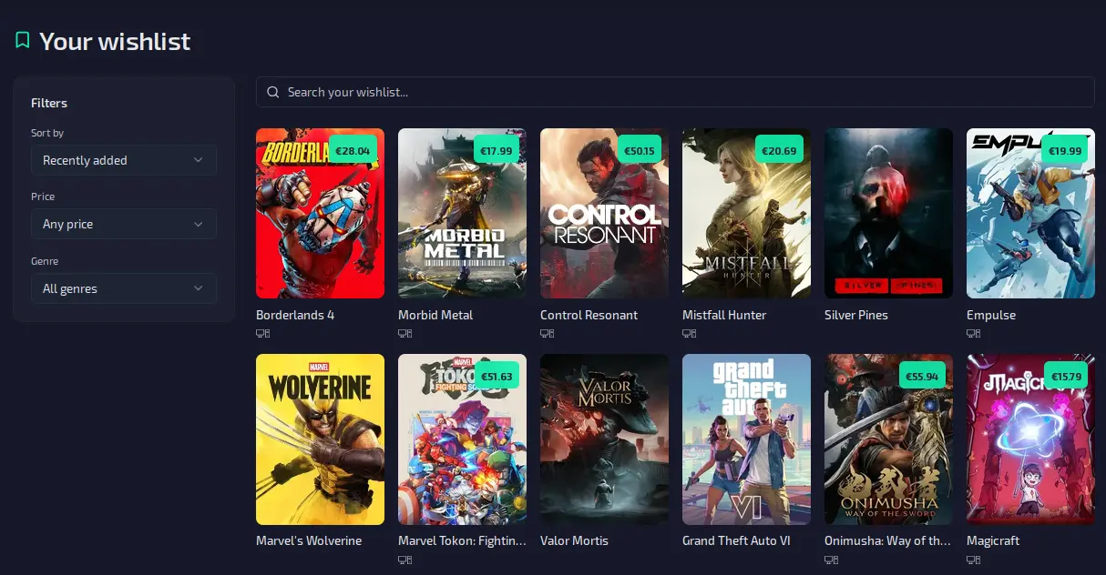 Wishlist Price Tracking